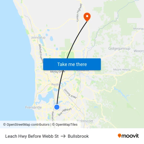 Leach Hwy Before Webb St to Bullsbrook map