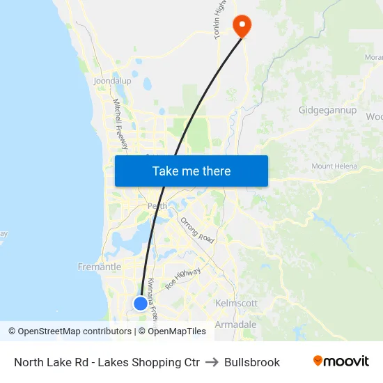 North Lake Rd - Lakes Shopping Ctr to Bullsbrook map