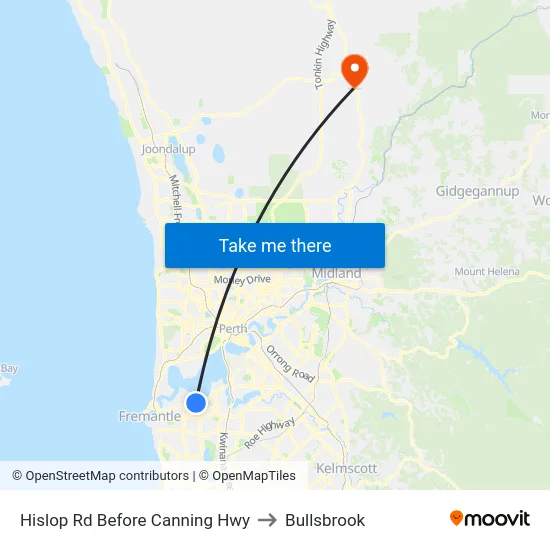 Hislop Rd Before Canning Hwy to Bullsbrook map