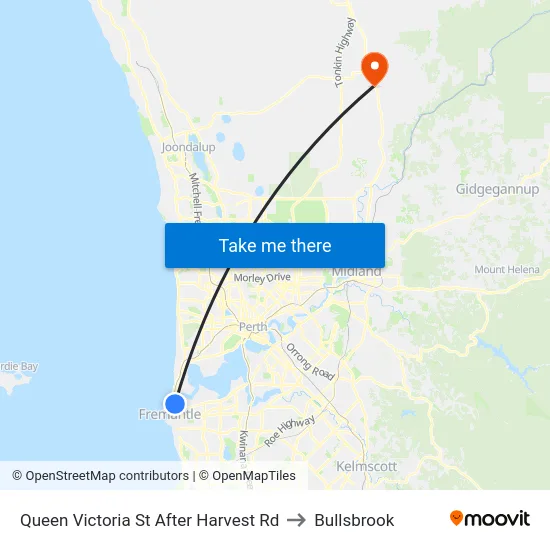 Queen Victoria St After Harvest Rd to Bullsbrook map