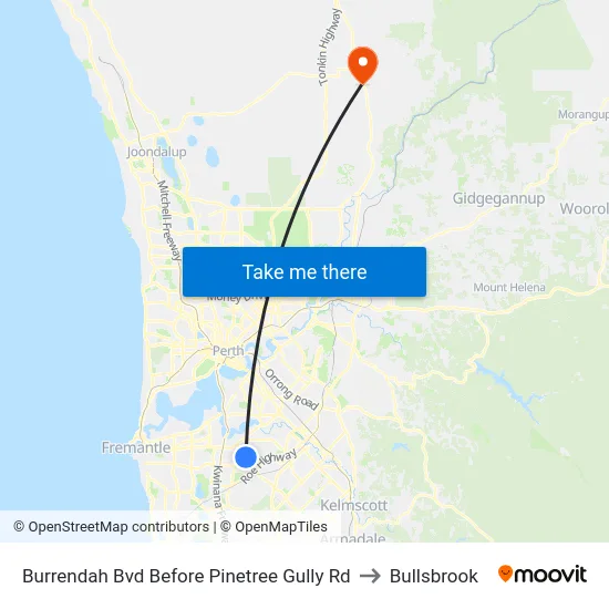 Burrendah Bvd Before Pinetree Gully Rd to Bullsbrook map