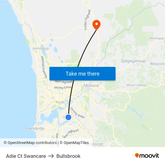 Adie Ct Swancare to Bullsbrook map