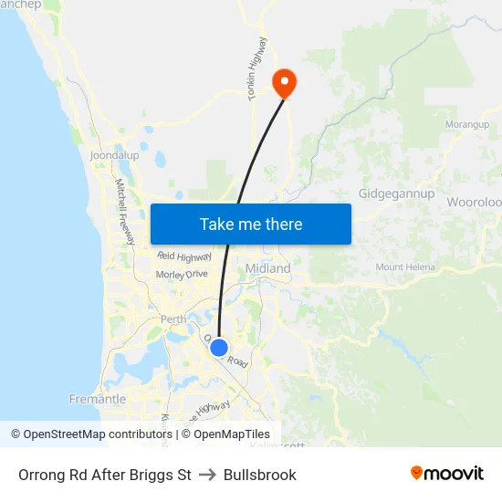 Orrong Rd After Briggs St to Bullsbrook map
