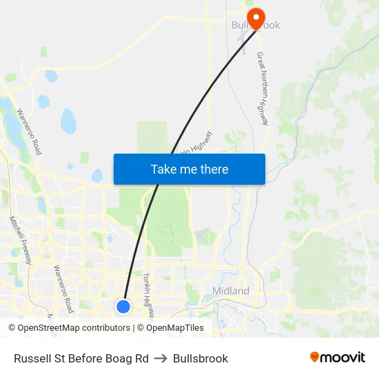 Russell St Before Boag Rd to Bullsbrook map