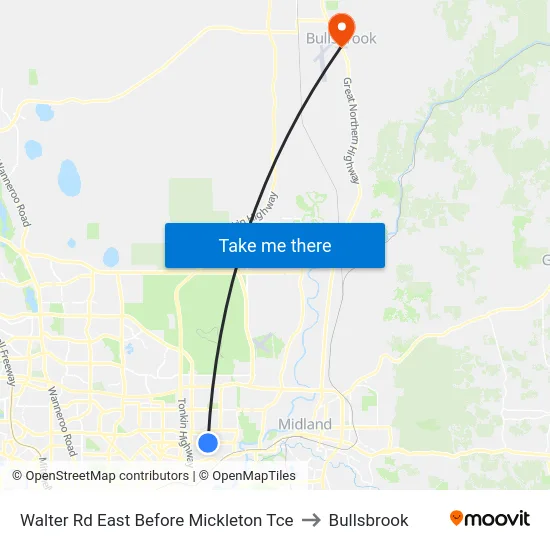 Walter Rd East Before Mickleton Tce to Bullsbrook map