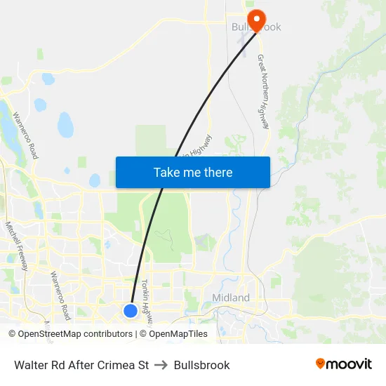 Walter Rd After Crimea St to Bullsbrook map