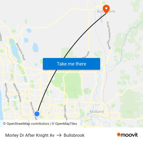 Morley Dr After Knight Av to Bullsbrook map