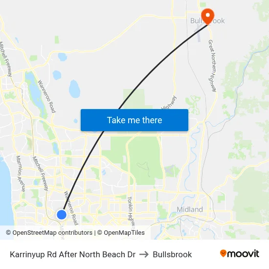 Karrinyup Rd After North Beach Dr to Bullsbrook map