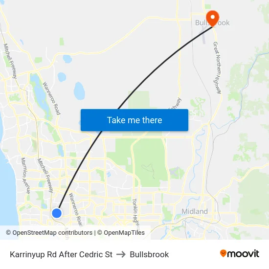 Karrinyup Rd After Cedric St to Bullsbrook map