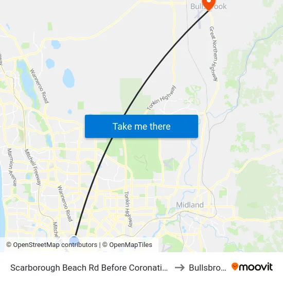 Scarborough Beach Rd Before Coronation St to Bullsbrook map