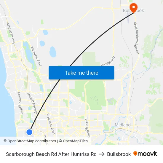 Scarborough Beach Rd After Huntriss Rd to Bullsbrook map