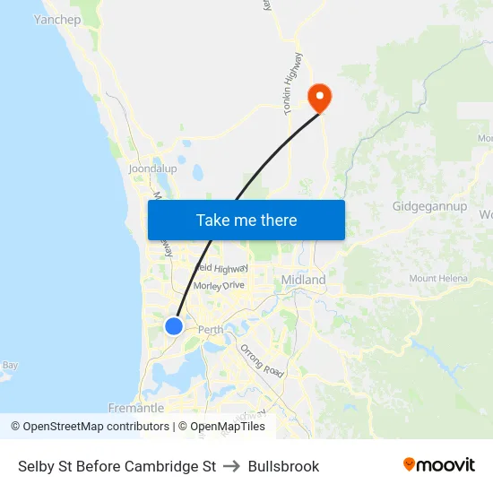 Selby St Before Cambridge St to Bullsbrook map
