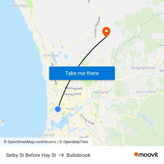 Selby St Before Hay St to Bullsbrook map