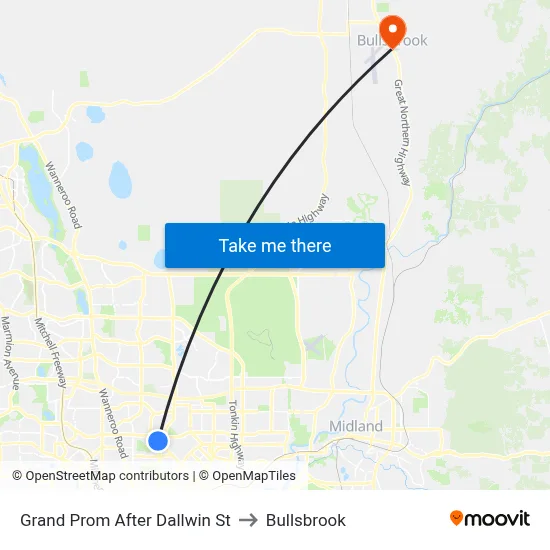 Grand Prom After Dallwin St to Bullsbrook map
