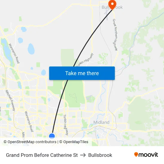 Grand Prom Before Catherine St to Bullsbrook map