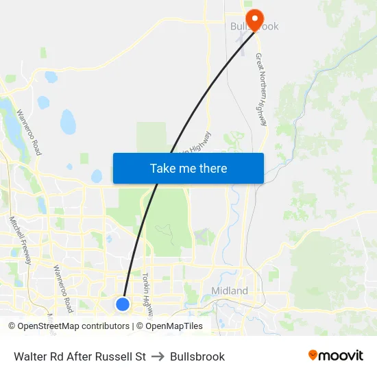 Walter Rd After Russell St to Bullsbrook map
