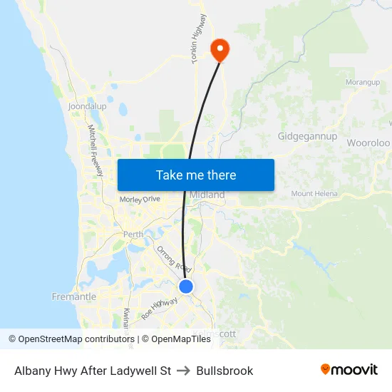 Albany Hwy After Ladywell St to Bullsbrook map