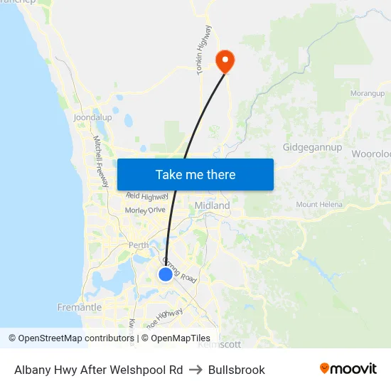 Albany Hwy After Welshpool Rd to Bullsbrook map