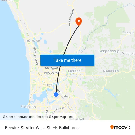 Berwick St After Willis St to Bullsbrook map