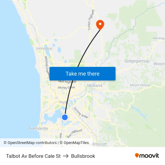 Talbot Av Before Cale St to Bullsbrook map