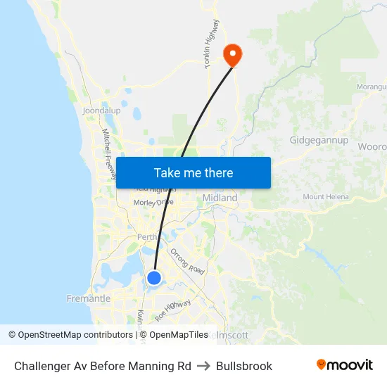 Challenger Av Before Manning Rd to Bullsbrook map