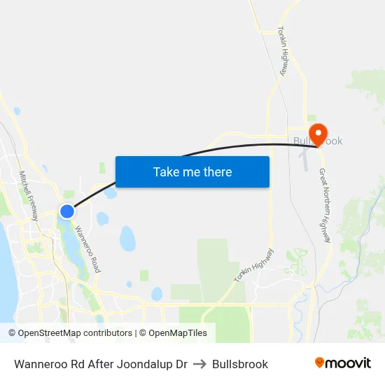 Wanneroo Rd After Joondalup Dr to Bullsbrook map