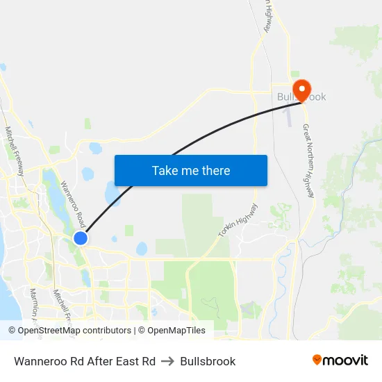 Wanneroo Rd After East Rd to Bullsbrook map