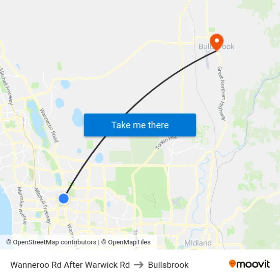 Wanneroo Rd After Warwick Rd to Bullsbrook map