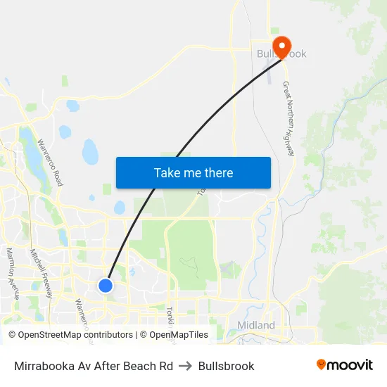 Mirrabooka Av After Beach Rd to Bullsbrook map