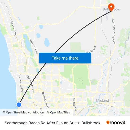 Scarborough Beach Rd After Filburn St to Bullsbrook map