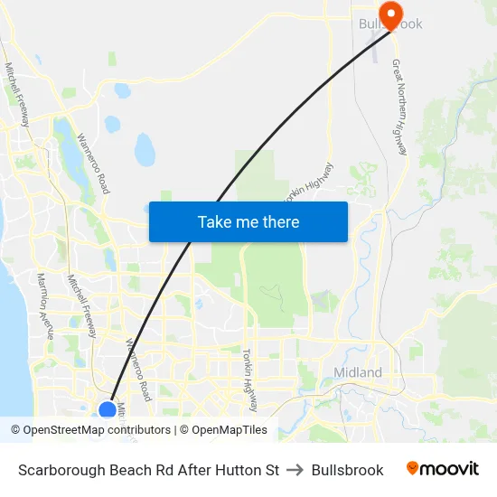 Scarborough Beach Rd After Hutton St to Bullsbrook map