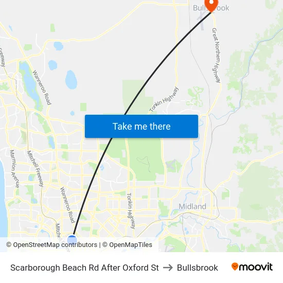 Scarborough Beach Rd After Oxford St to Bullsbrook map