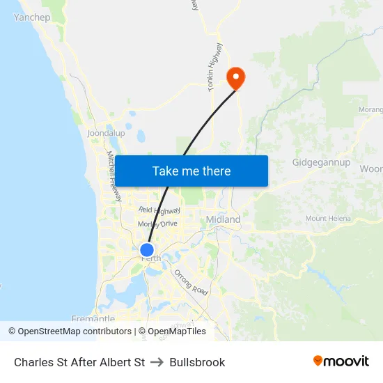 Charles St After Albert St to Bullsbrook map