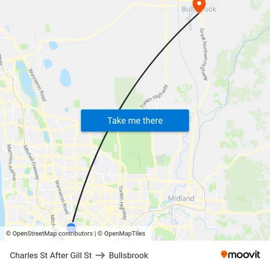 Charles St After Gill St to Bullsbrook map