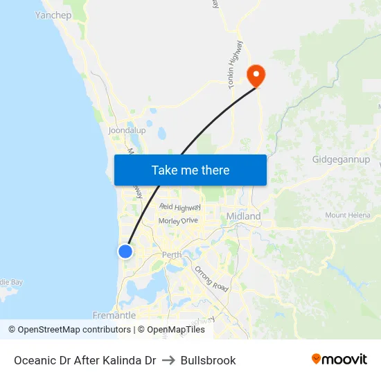 Oceanic Dr After Kalinda Dr to Bullsbrook map