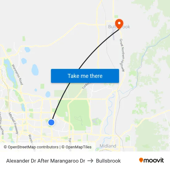 Alexander Dr After Marangaroo Dr to Bullsbrook map