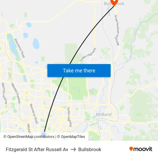 Fitzgerald St After Russell Av to Bullsbrook map