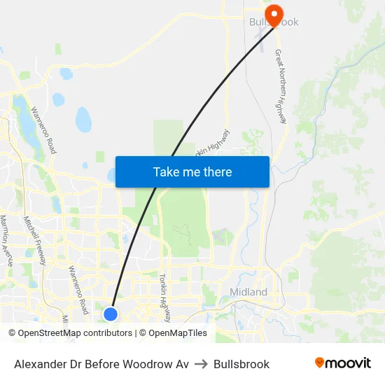 Alexander Dr Before Woodrow Av to Bullsbrook map