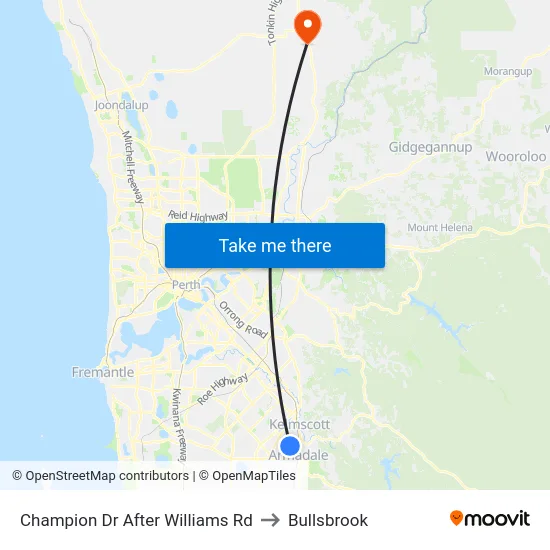 Champion Dr After Williams Rd to Bullsbrook map