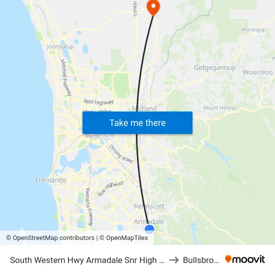 South Western Hwy Armadale Snr High Sch to Bullsbrook map