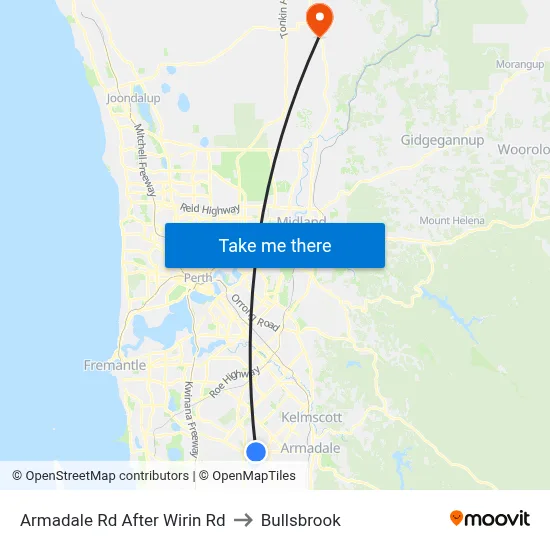 Armadale Rd After Wirin Rd to Bullsbrook map