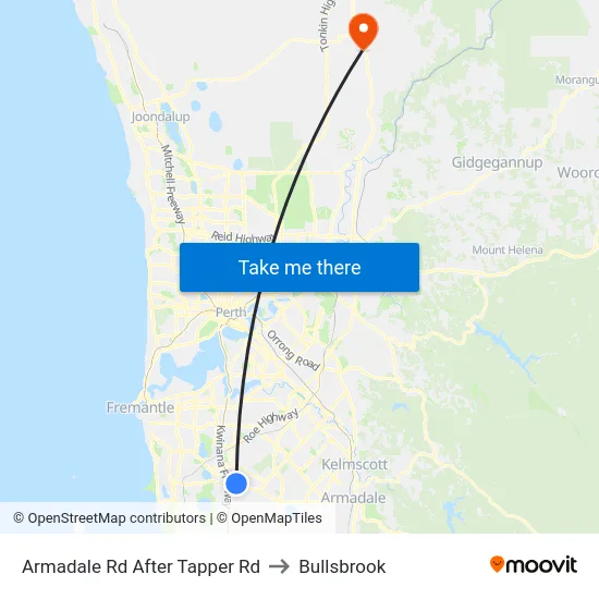 Armadale Rd After Tapper Rd to Bullsbrook map