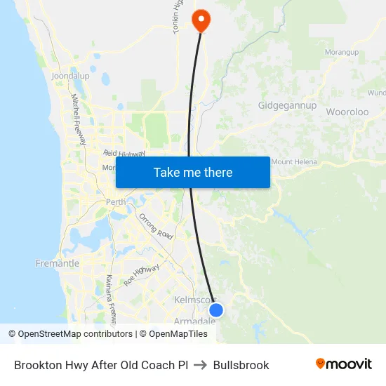 Brookton Hwy After Old Coach Pl to Bullsbrook map