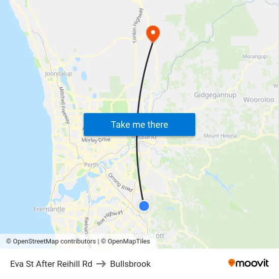 Eva St After Reihill Rd to Bullsbrook map