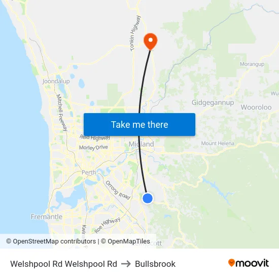 Welshpool Rd Welshpool Rd to Bullsbrook map