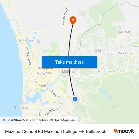 Mazenod School Rd Mazenod College to Bullsbrook map