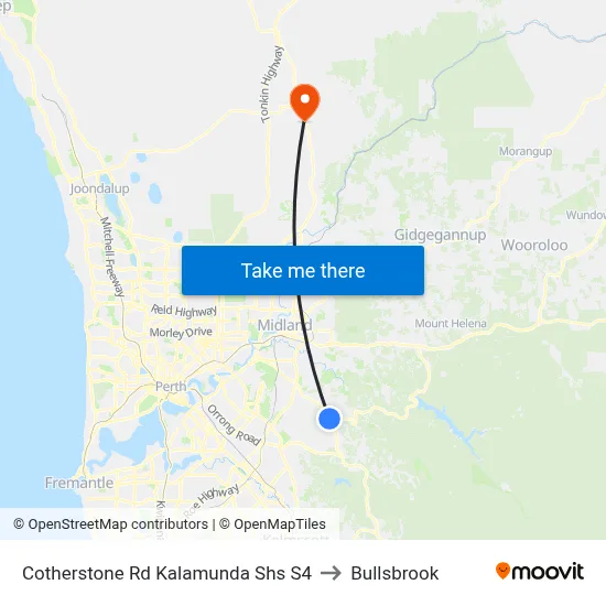 Cotherstone Rd Kalamunda Shs S4 to Bullsbrook map