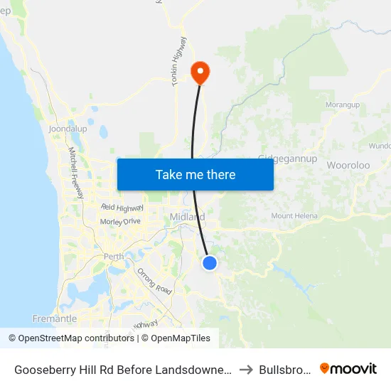 Gooseberry Hill Rd Before Landsdowne Rd to Bullsbrook map