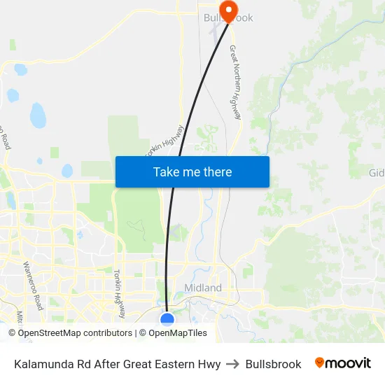Kalamunda Rd After Great Eastern Hwy to Bullsbrook map