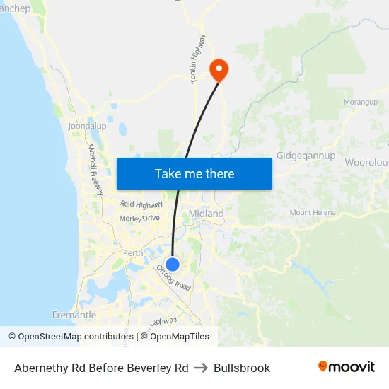 Abernethy Rd Before Beverley Rd to Bullsbrook map